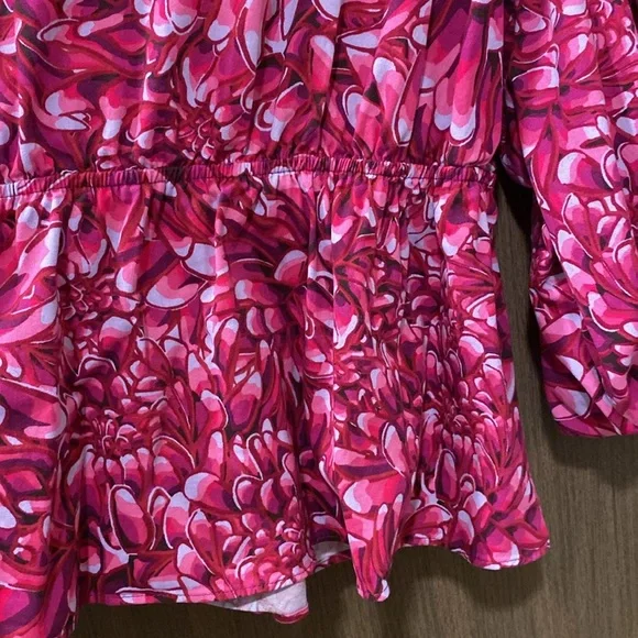 Kika Vargas x Target Pink Mum Floral Scallop Back Peplum Blouse Size 1X - Picture 7 of 14